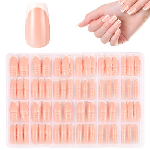 JSRQT 360 Stück Künstliche Nägel French Nails Medium Rechteckig Falsche Fake mit Nagelfeile False Tips Natürliche DIY Press on für Damen und Frauen von JSRQT