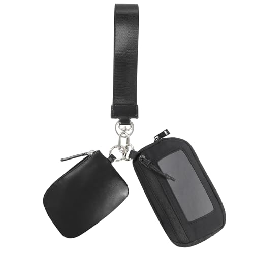 JSRQT Armband-Geldbörse Schlüsselanhänger für Damen, Abnehmbare Münztasche mit Zwei Fächern, Kompaktes Kleingeldbeutel mit Reißverschlussfach, Kleine Reise-Geldbörse (Schwarz) von JSRQT