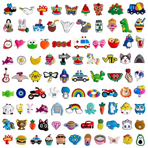 JSTHHTT 100Pcs Schuhanstecker, Sommerfrische Strandschuh Clogs Charms, Schuh Charm für Kinder, Verschiedene Zufällige, Abnehmbare Shoe Dekoration Zubehör für Kind Jugendliche Erwachsene von JSTHHTT