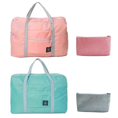 JSTHHTT 2 Pcs Handgepäck Tasche für Flugzeug Reisetasche Klein Faltbare Sporttasche Weekender Handgepäck Koffer für Herren und Damen, Faltbare Reisetasche Damen & Weekender Damen, Travel Bag von JSTHHTT