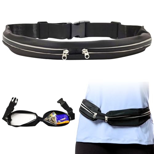 JSTHHTT 2 Pcs Laufgürtel für Handy, Sportgürtel Lauftasche, Bauchtasche Joggen für Herren und Damen, 2 Taschen Handy lauftasche, wasserdichte Lauf Hüfttasche, Running Belt zum Joggen, Hüfttasche von JSTHHTT