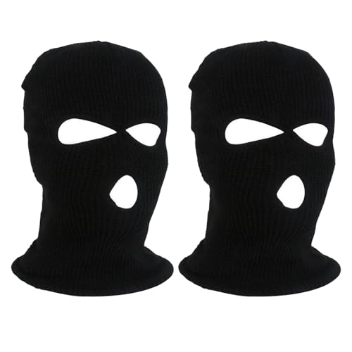 JSTHHTT 2pcs Balaclava, 3 Löchern Ski Gesichtsabdeckung für Draußen, Sturmhaube Winter, Winddicht Warm Sturmmaske, Balaclava für Damen und Herren, Snowboarden für Radfahren Outdoor Sports(Schwarz) von JSTHHTT