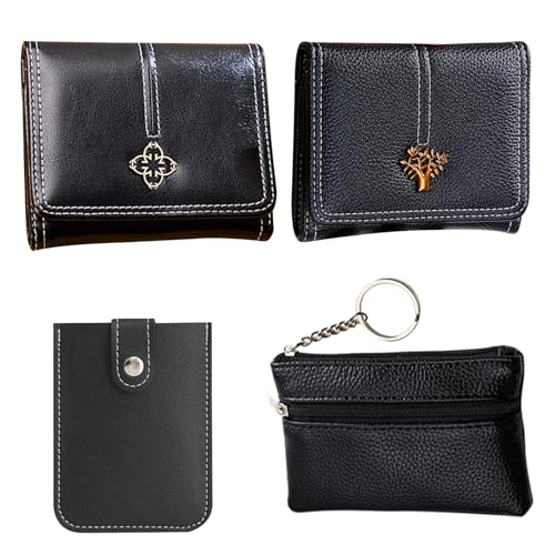 JSTHHTT 3 Pcs Geldbeutel, Geldbörse damen klein portemonnaie damen, Geldbeutel damen, Kleines portemonnaie geldbeutel frauen, Mini geldbörse damen kleiner geldbeutel damen, Wallet mit münzfach schwarz von JSTHHTT