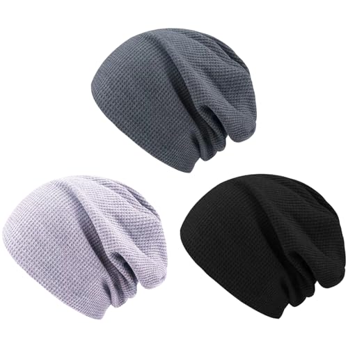 JSTHHTT 3 Stück Mütze Beanie Herren Winter-Long Slouch Wintermütze Haube Herren-Beanie Damen Sehr Weichem Fleecefutter, Beanie Mütze für Herren und Damen, Mütze Herren Beanie mit Fleece Innenfutter von JSTHHTT
