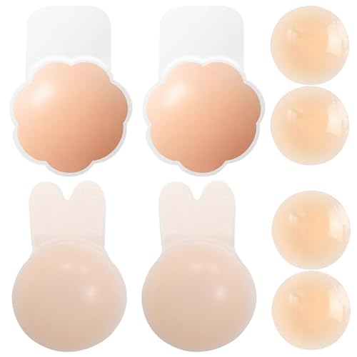 JSTHHTT 4 Paar Damen Nipple Cover mit Brustwarzenschutz, Brustwarzenschutz-Nippelabdeckungen, Wiederverwendbar Selbstklebend, für Abendkleider, Rund von JSTHHTT