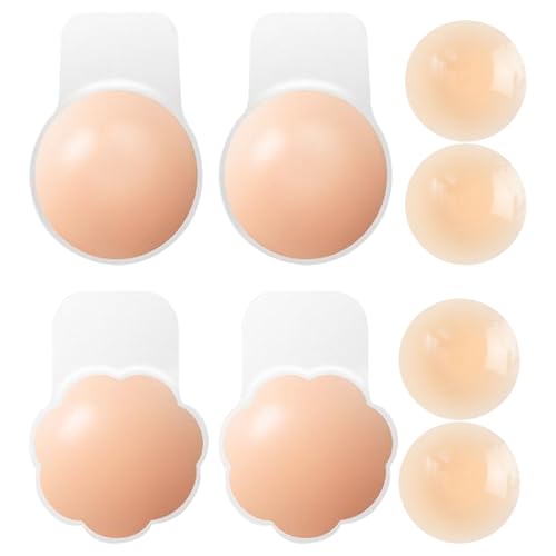 JSTHHTT 4 Paar Silikon Nipplepads, Selbstklebend Nippelabdeckung, Wiederverwendbares Nippelpads, Nipple Cover Patches, für Abendkleider von JSTHHTT