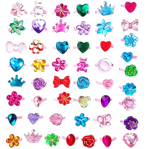 JSTHHTT 50 Stücke Mädchen Ringe, Prinzessin Schmuck Set, Ring Kinder Mädchen, Einstellbar, Keine Duplikation, Mädchen Vorgeben spielen und Verkleiden Ringe für Kinder Geburtstag Party Favors JSTHHTT 50 Stücke Mädchen Ringe, Prinzessin Schmuck Set, Ring Kinder Mädchen, Einstellbar, Keine Duplikation, Mädchen Vorgeben spielen und Verkleiden Ringe für Kinder Geburtstag Party Favors von JSTHHTT