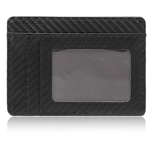 JSTHHTT Leder Kartenetui, Flache Geldbörse Kartenetui, Kreditkartenmappe, Kartenetui Damen Herren, Leder Geldbörse, Slim Kreditkartenetui mit RFID-Schutz, 5 Kartenfächer, Herren und Damen, Schwarz von JSTHHTT