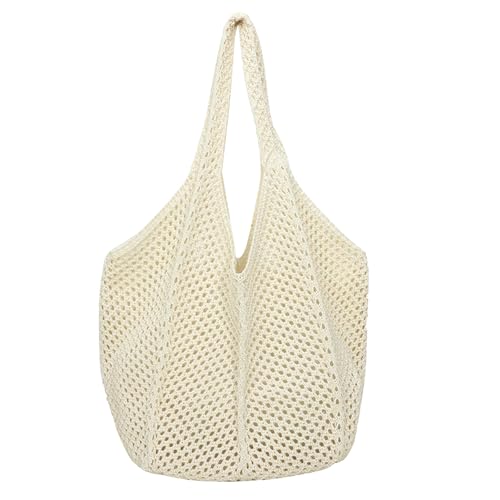 JSTHHTT Strandtasche Damen, Handtasche Damen Große, Vintage Umhängetasche, Netz Stricktasche, Geräumige Shopping Bag, für Reisen Einkaufen und Alltag (Sechseckige Bag) von JSTHHTT