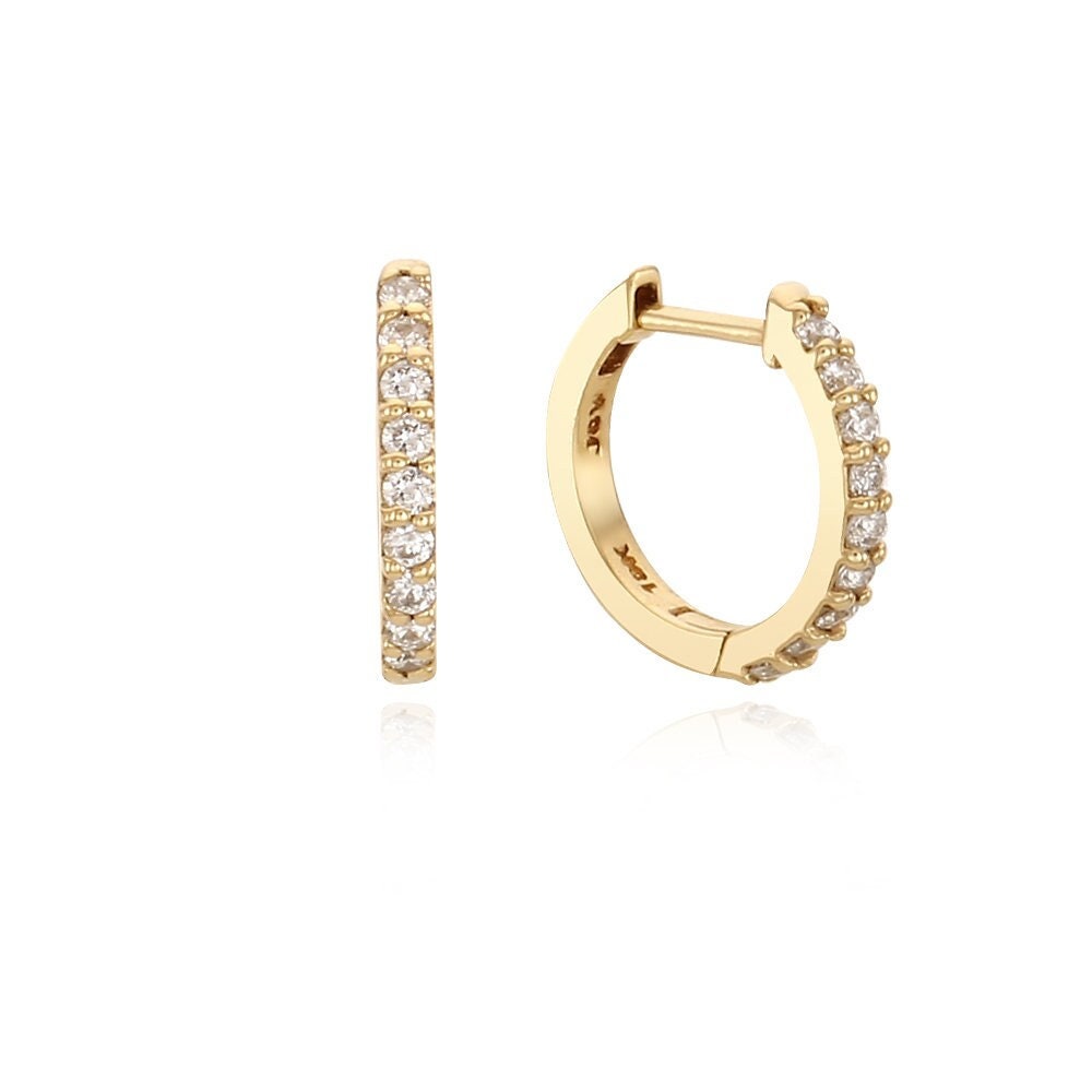 11 Mm Diamant Huggie Ohrring, Innendurchmesser 8 Mm, Lab Grown Ohrring von JSVConcepts