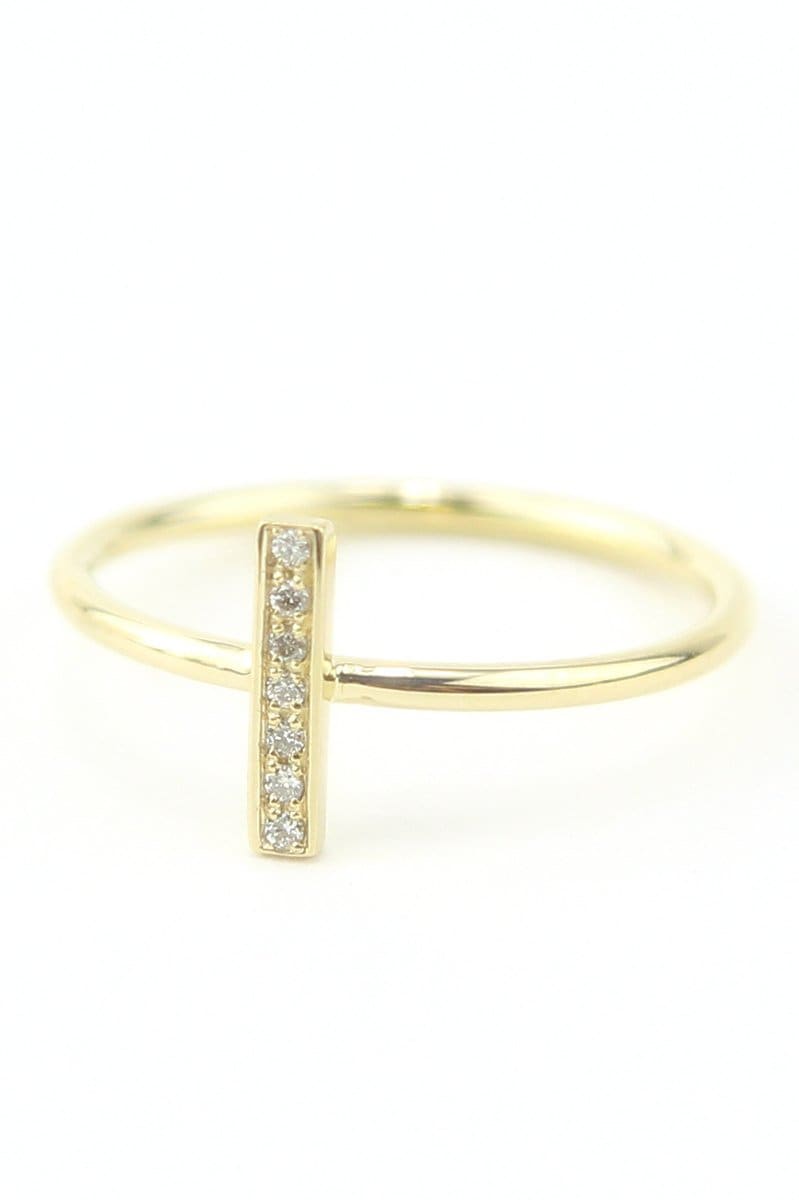 Bar Style Diamant Ring 14K Solid Gold Set Verlobungsring von JSVConcepts