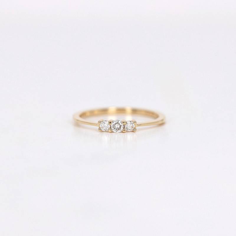 Dreifacher Natürlicher Diamantring, Diamant-Trio-Hochzeitsband, Diamant-Ehering, Diamant-Verlobungsring, Versprechensring von JSVConcepts