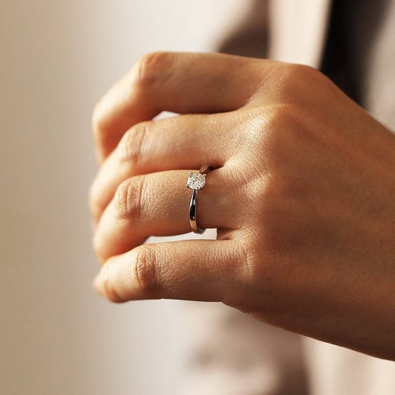 Verlobungsring, Trauring, Moissanit .47 Ct. 5.0 Mm Rund Brilliantschliff Ehering von JSVConcepts