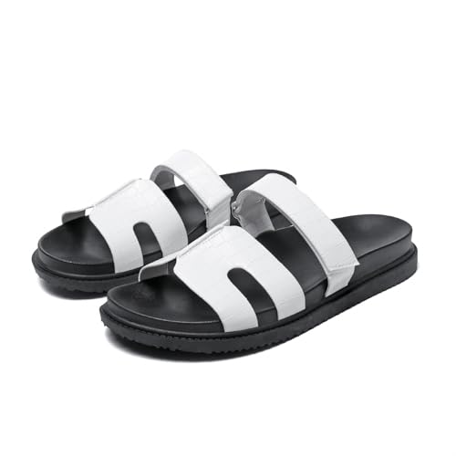 JSWEI Damen Slide Sandalen Damen Hausschuhe Schuhe rutschfest Bequem und Verstellbar Sommer mit Fußgewölbeunterstützung Indoor/Outdoor Flache Hausschuhe Strand Sandalias Para Mujer, Weiss/opulenter von JSWEI