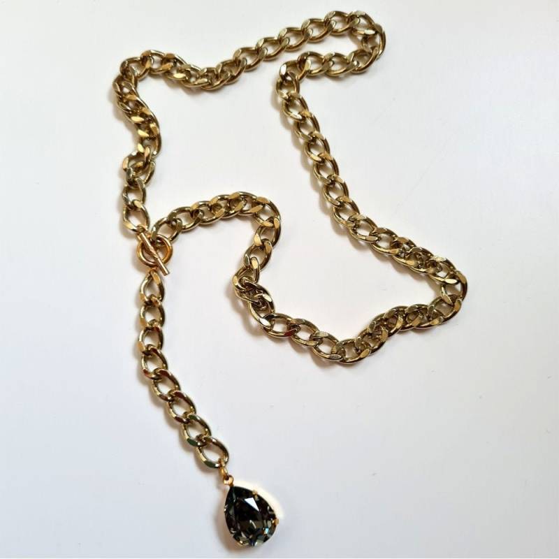 Ausgefallene Preciosa Black Crystal & Gold Statement Halskette - Neu von JSinclairJewellery