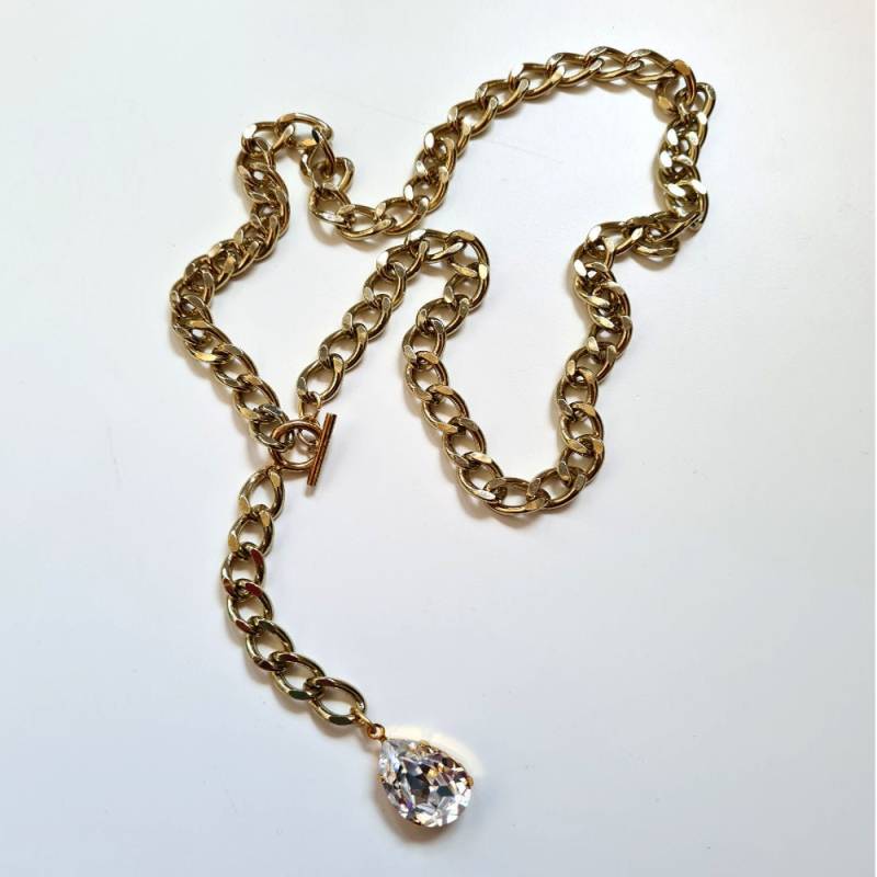 Pear Crystal & Gold Statement Halskette - Neu von JSinclairJewellery