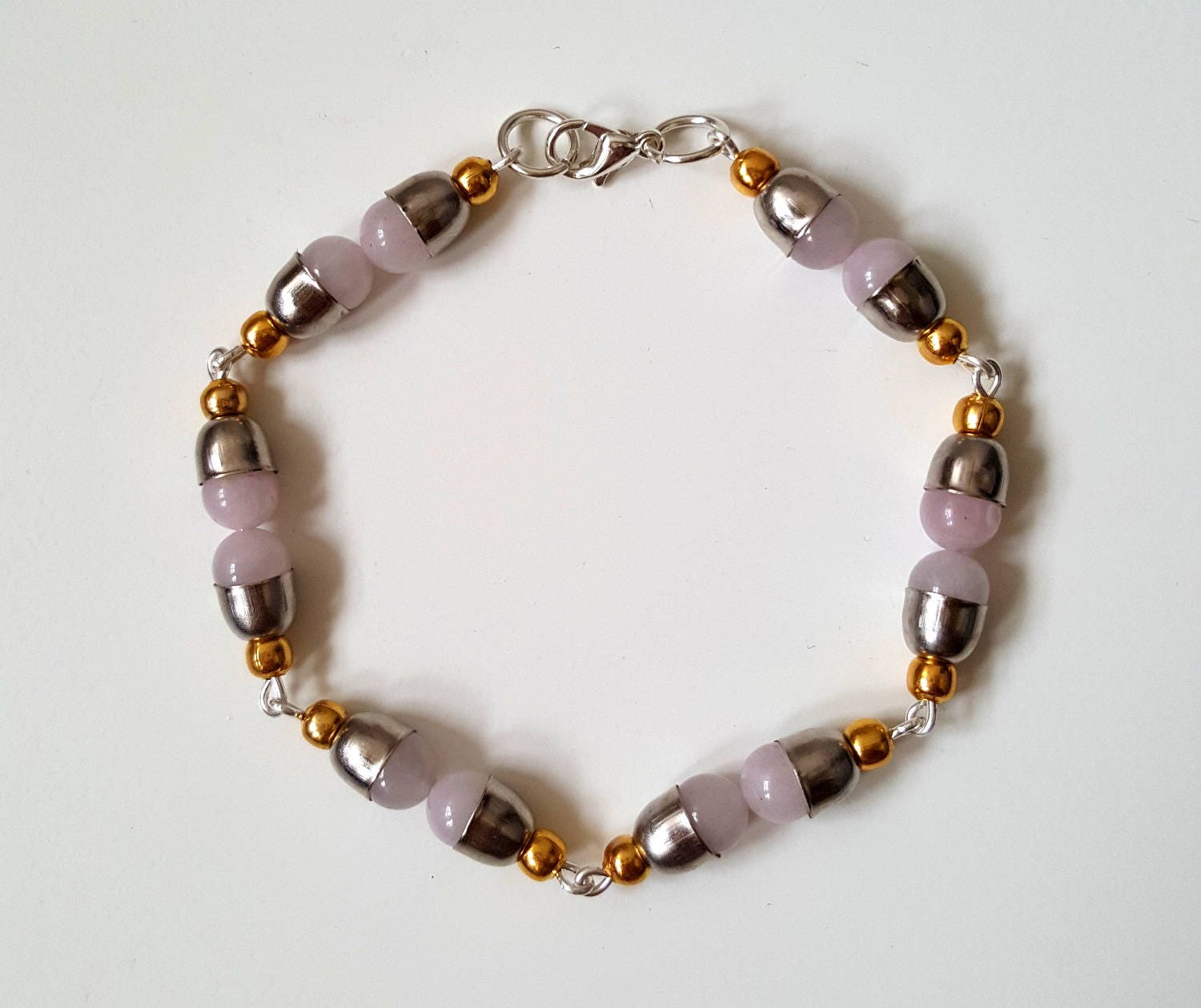 Rosenquarz, Silber & Gold Platte Armband Rosenquarz, Silber & Gold Platte Armband von JSinclairJewellery