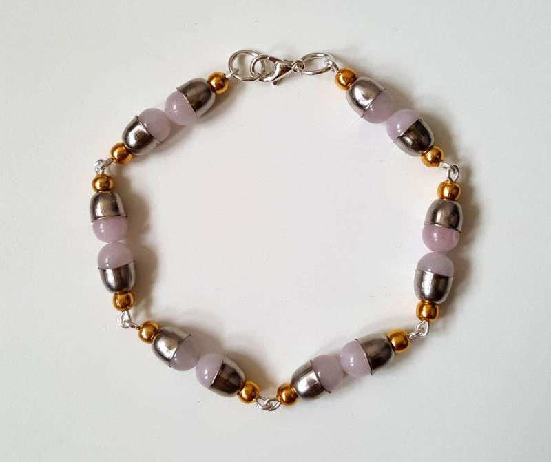Rosenquarz, Silber & Gold Platte Armband von JSinclairJewellery