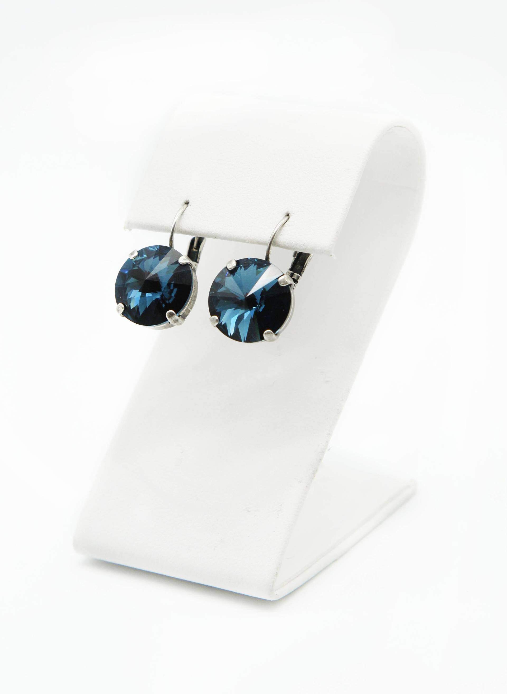 Blaue Saphir Swarovski Elemente Baumeln Tropfen Ohrringe Für Jeden Tag in Rose Gold Oder Antik Silber von JSjewelryBoutique