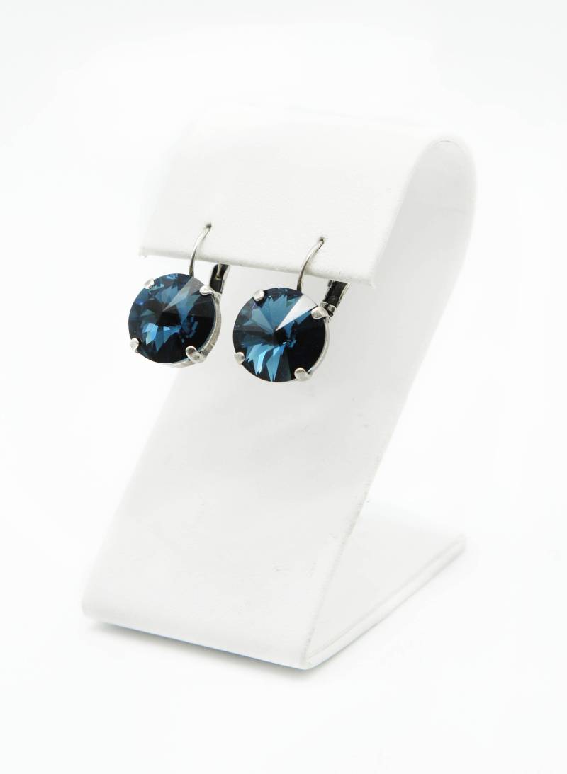 Blaue Saphir Swarovski Elemente Baumeln Tropfen Ohrringe Für Jeden Tag in Rose Gold Oder Antik Silber von JSjewelryBoutique