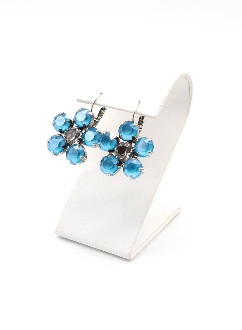 Blume Earrings-Crystal Earrings-Blue Earrings-Blumenschwelle-Geschenk Für Mom-Mothers Day Juwelier-Dangle Earrings-Boho Jewelry-Leverback von JSjewelryBoutique