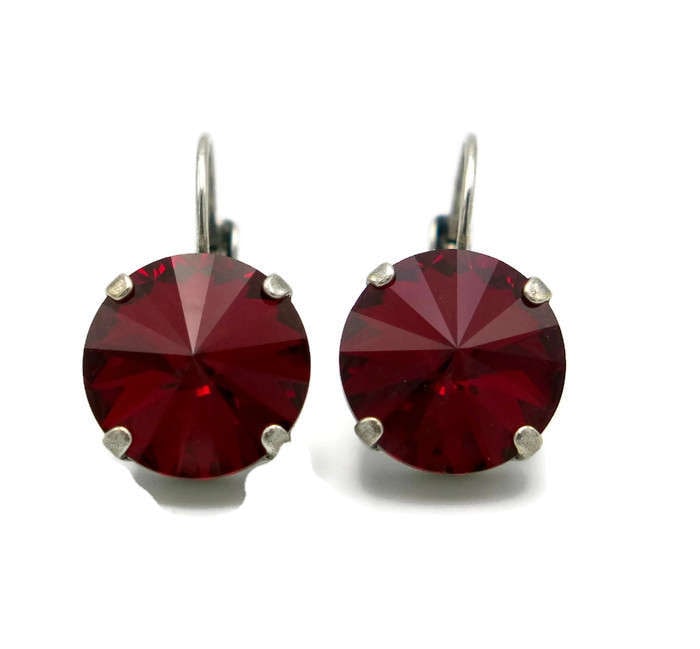 Granat Ohrringe-Kristall Ohrringe-Minimalistisch Ohrringe-Einfache Ohrringe-Geburtsstein Schmuck-Klassiker-Ohrringe Ohrringe-Rubin Ohrringe von JSjewelryBoutique