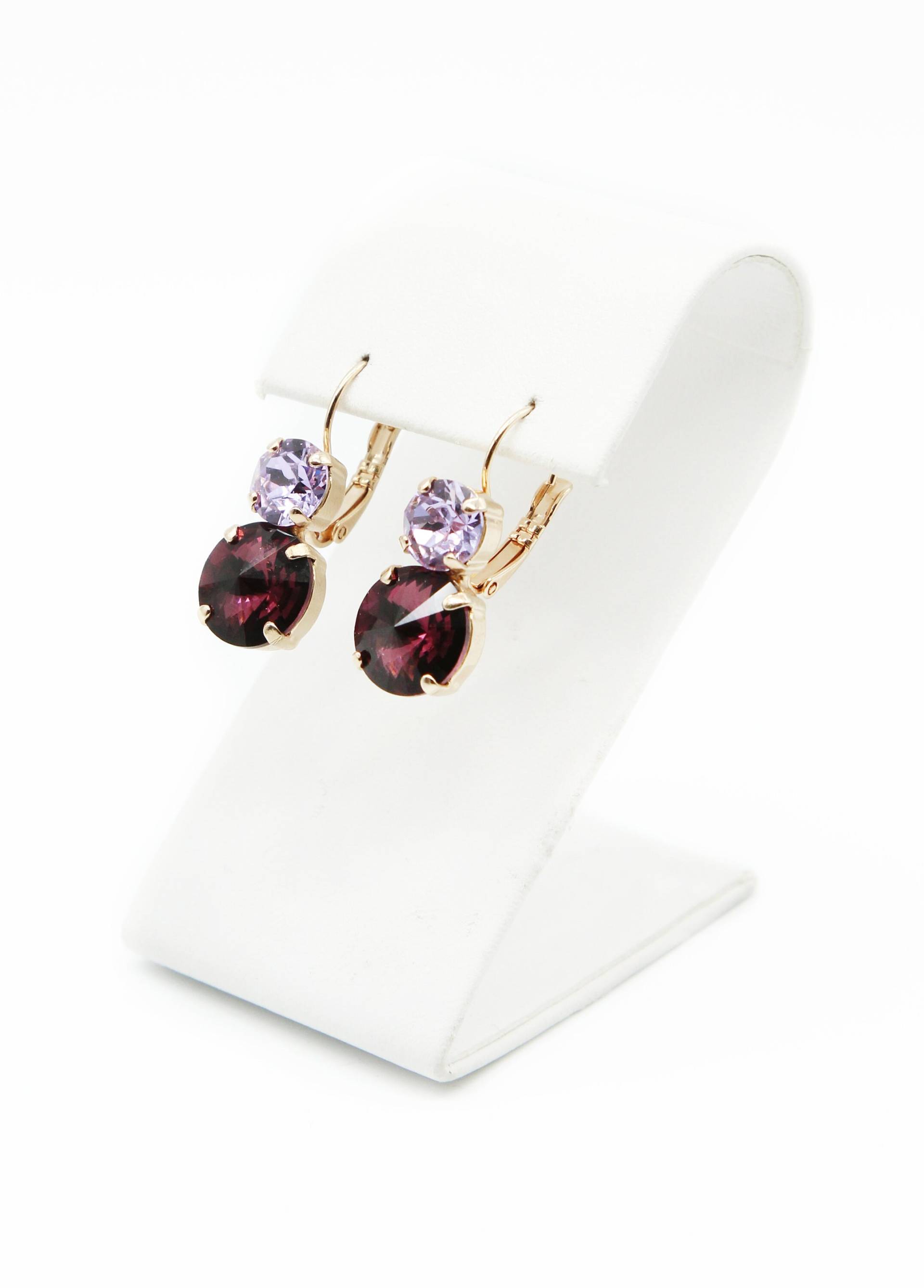 Lila Kristall Baumlege Ohrringe-Rose Gold Ohrringe-Amethyst Ohrringe-Februar Geburtsstein-Geschenk Für Sie von JSjewelryBoutique