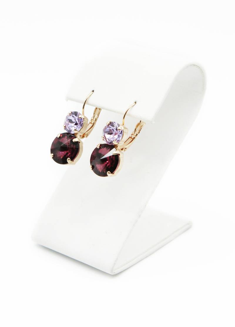 Lila Kristall Baumlege Ohrringe-Rose Gold Ohrringe-Amethyst Ohrringe-Februar Geburtsstein-Geschenk Für Sie von JSjewelryBoutique