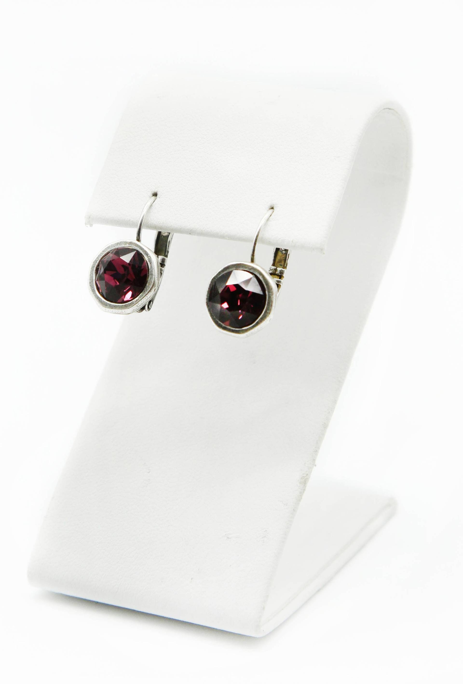 Lila Ohrringe-Amethyst Ohrhänger-Dunkel Lila Amethyst-Swarovski Crystal Elements - Tropfen Ohrhänger von JSjewelryBoutique