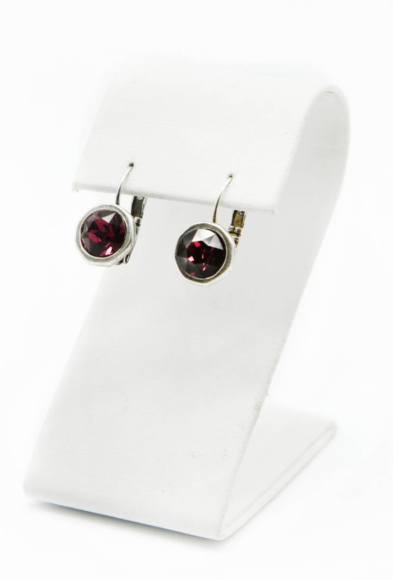 Lila Ohrringe-Amethyst Ohrhänger-Dunkel Lila Amethyst-Swarovski Crystal Elements - Tropfen Ohrhänger von JSjewelryBoutique