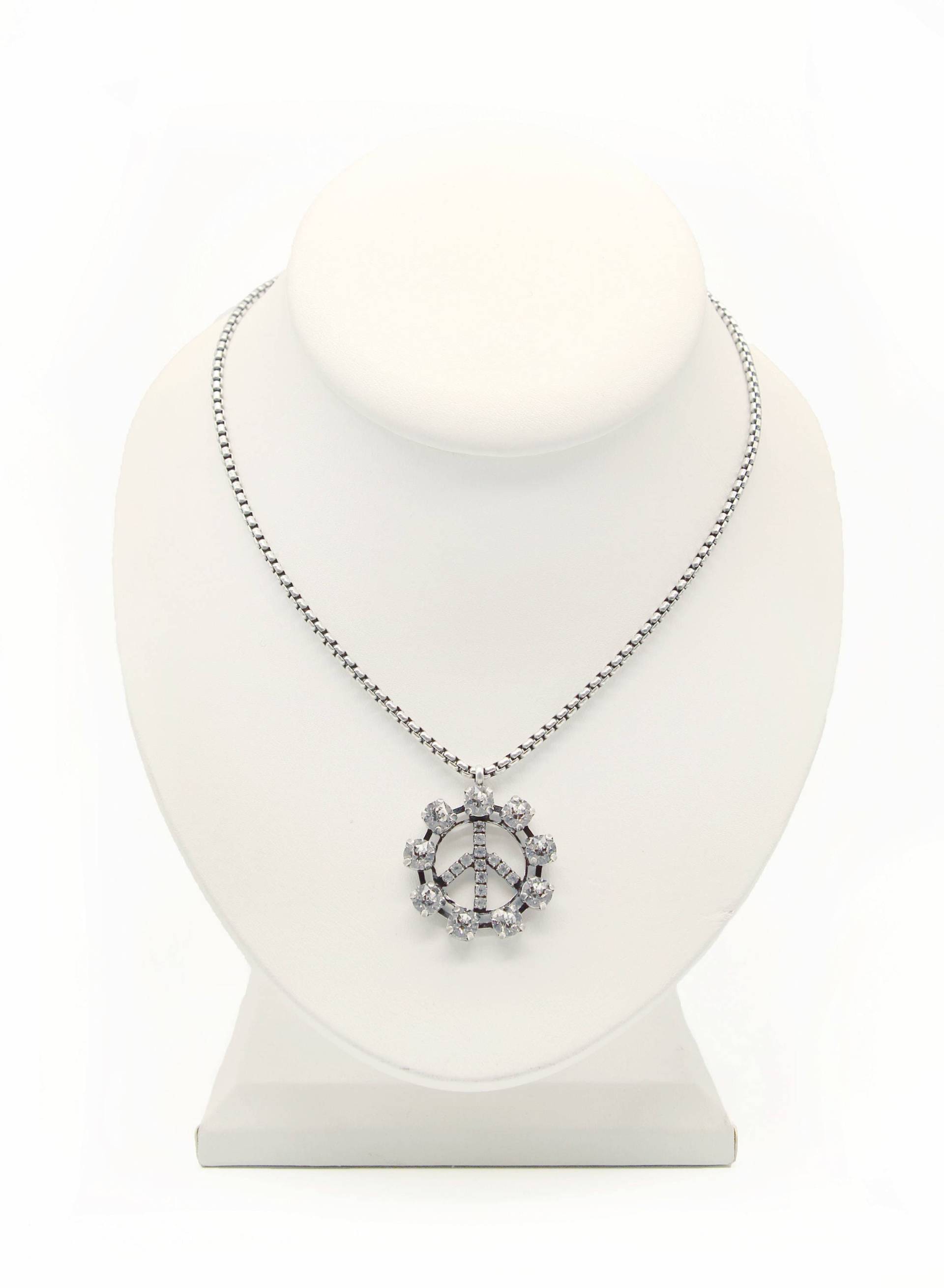 Peace Zeichen Anhänger Halskette - Strass Kristall Sign Halskette-Peace Statement von JSjewelryBoutique