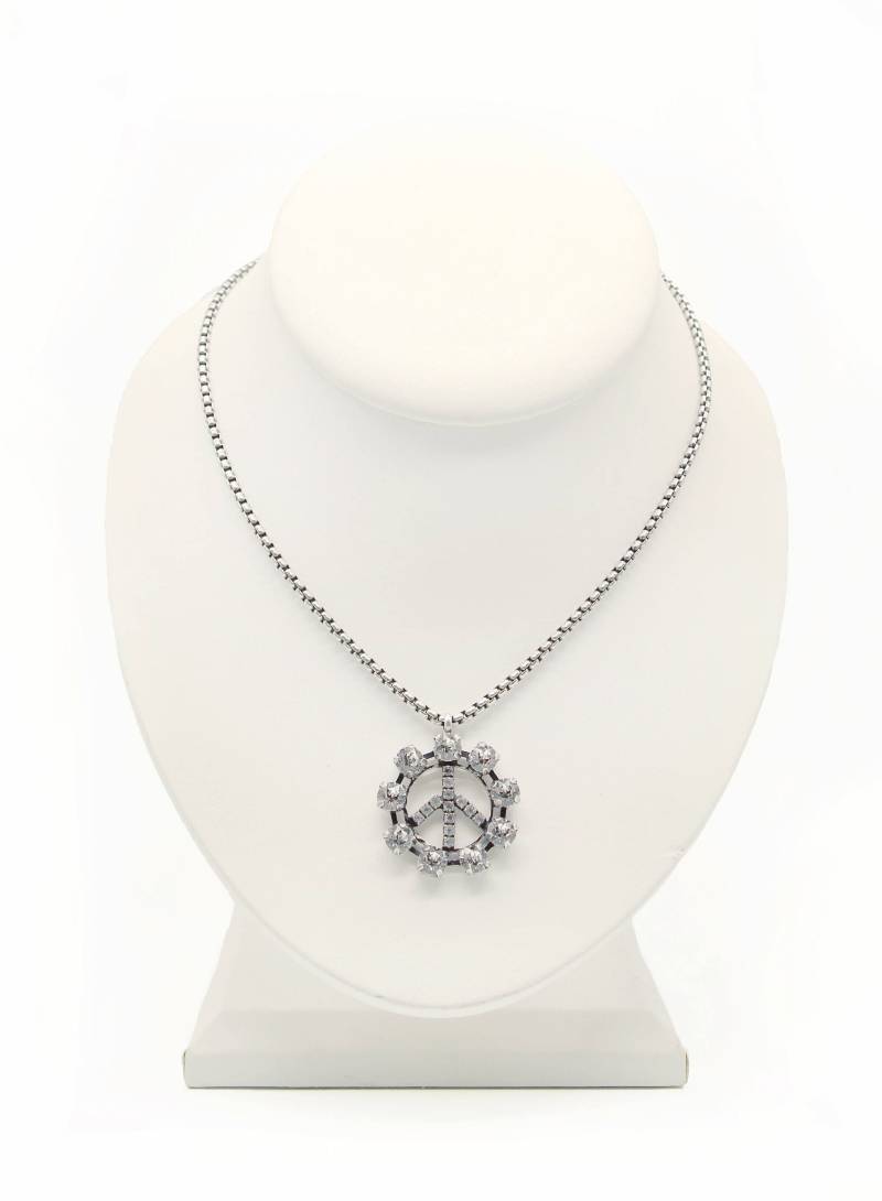 Peace Zeichen Anhänger Halskette - Strass Kristall Sign Halskette-Peace Statement von JSjewelryBoutique