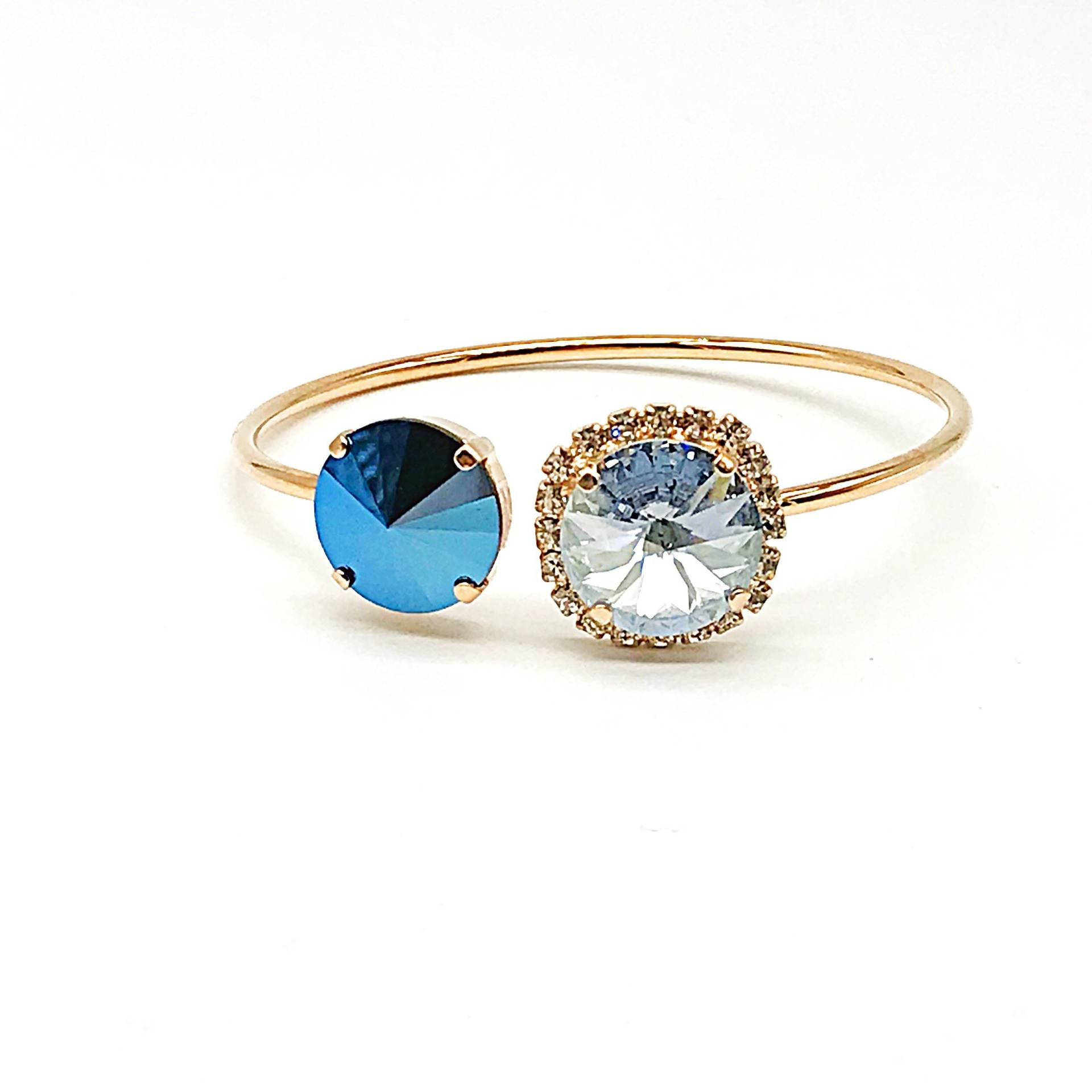 Rose Gold Edelstein Armband-Blau Manschette Armband-Armreif-stacking Armbänder-Swarovski Kristall Armband von JSjewelryBoutique