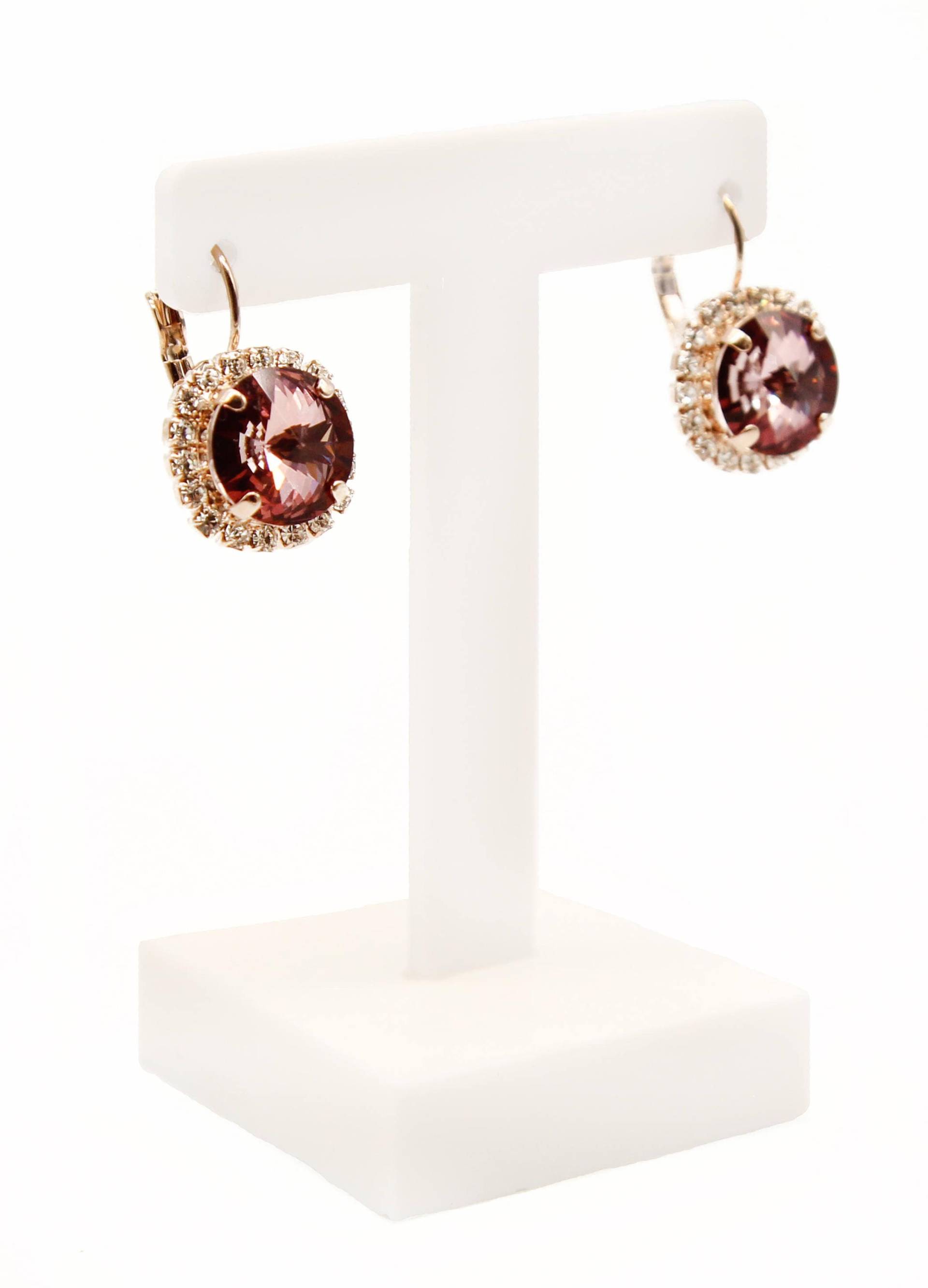 Rose Gold Erröten Rosa Kristall Ohrringe von JSjewelryBoutique