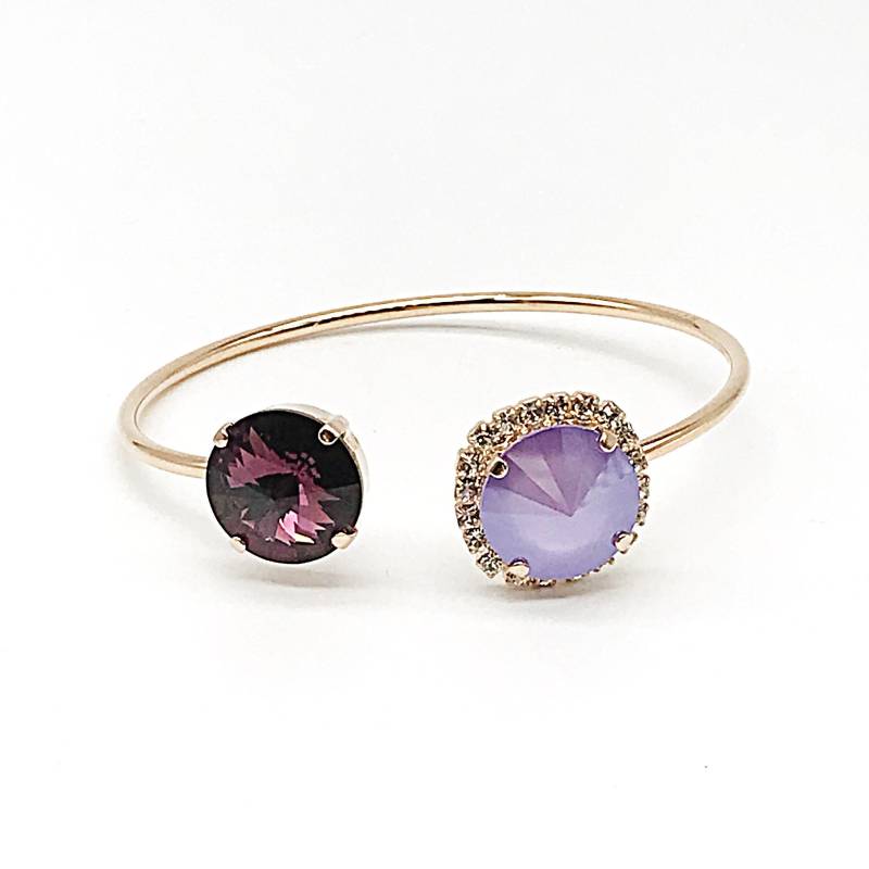 Rose Gold Lila Amethyst Armreif Armband-Februar Birthstone - Leichte Offene Für Frauen von JSjewelryBoutique