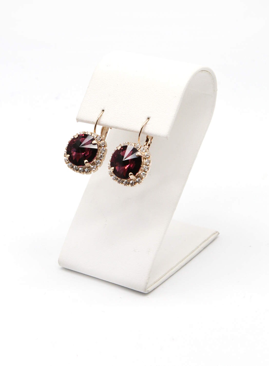 Rose Gold Lila Kristall Amethyst Ohrringe von JSjewelryBoutique