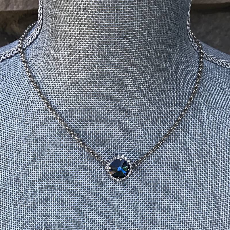 Saphir Halskette-Blau Halskette-Swarovski Kristall Halskette-Birthstone Halskette-Montana Sapphire-Einfache Halskette-Jubiläum Geschenk von JSjewelryBoutique