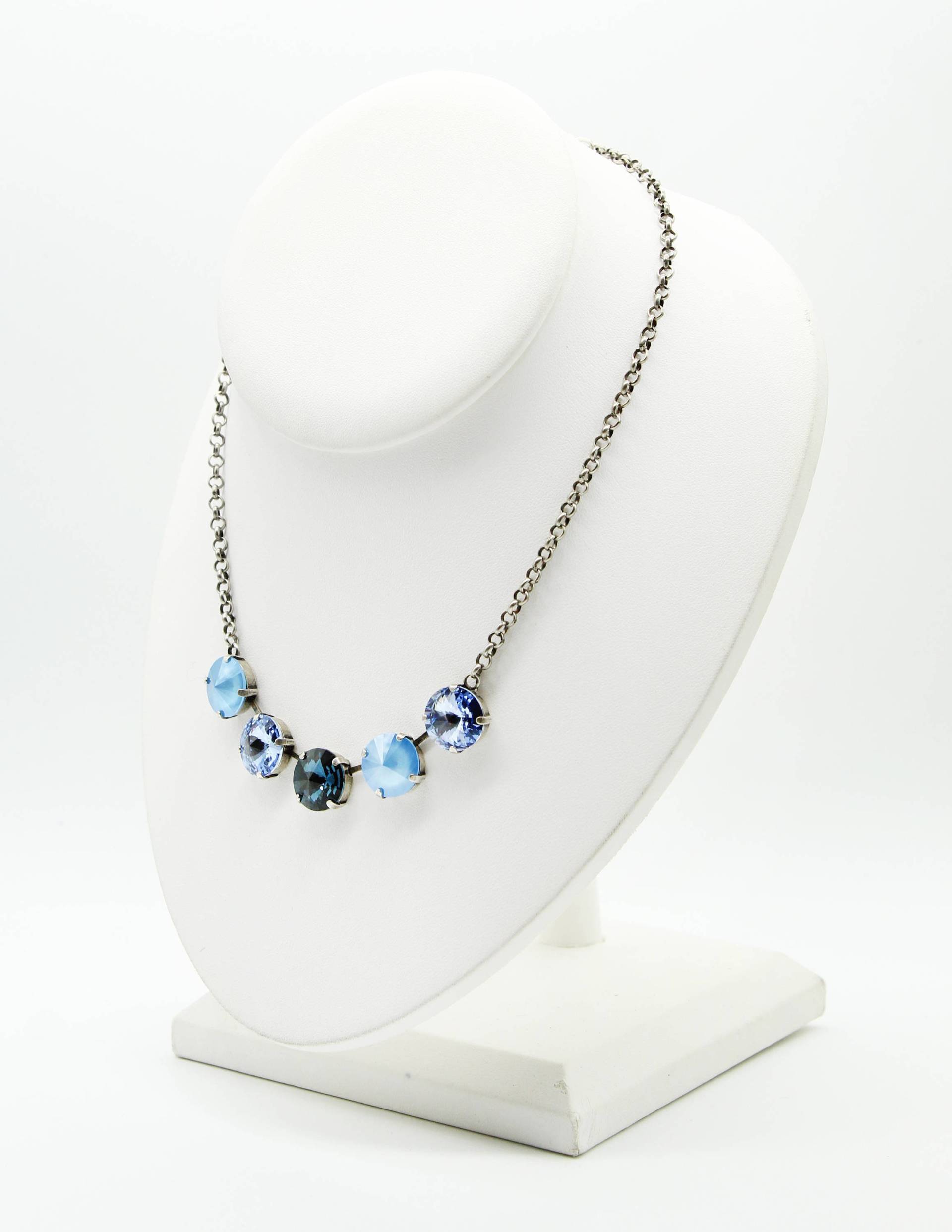 Saphir Halskette-Saphir Anhänger-Edelstein Halskette-Blaue Ombre-Swarovski Kristall-Edelstein Schmuck von JSjewelryBoutique