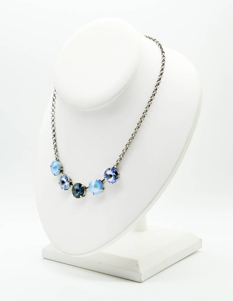 Saphir Halskette-Saphir Anhänger-Edelstein Halskette-Blaue Ombre-Swarovski Kristall-Edelstein Schmuck von JSjewelryBoutique