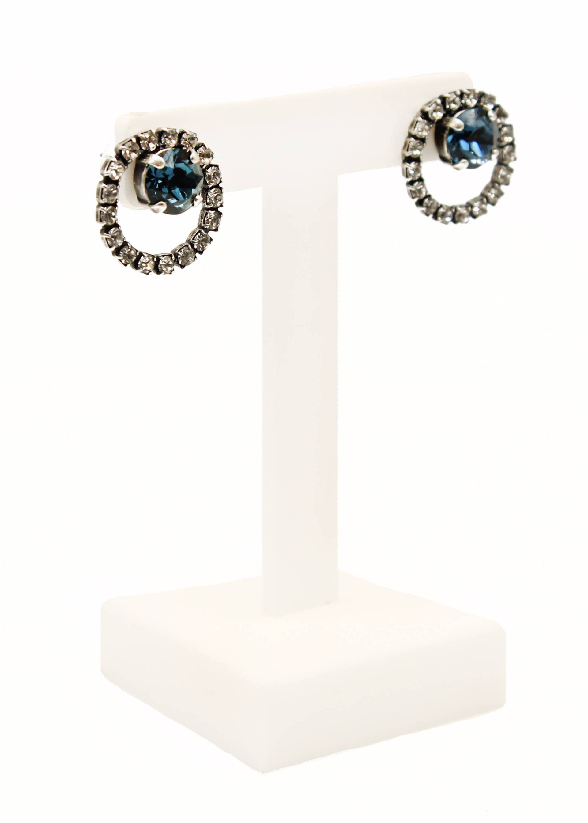 Saphir Ohrringe-Art-Deco-Ohrringe-stud Ohrringe-Blau Marine Ohrringe-Swarovski Blau Kristall Ohrringe-Offene Kreis Ohrstecker von JSjewelryBoutique