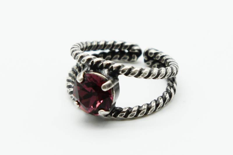 Seil Ring-Geburtsstein Bergkristall Ring-Funky Ringe-Gedrehter Seilring von JSjewelryBoutique