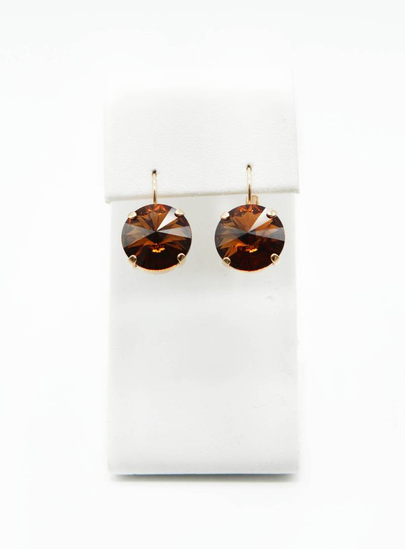 Topas - Dark Brown-Topas Schmuck-Kristall Ohrringe-Swarovski Ohrringe-Topas Ohrringe Ohrringe-Leichte Ohrringe-Rose Gold von JSjewelryBoutique