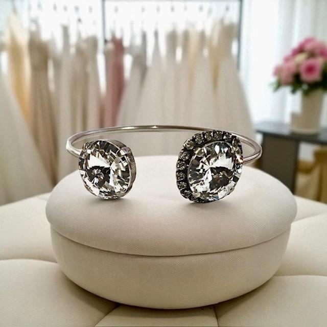 Verstellbarer Armreif Mit Swarovski-Kristallen, Gold-Rosengold-Manschette, Stapelschmuck, Geschenk Für Sie, Trendiges, Schickes Handgelenk-Accessoire von JSjewelryBoutique