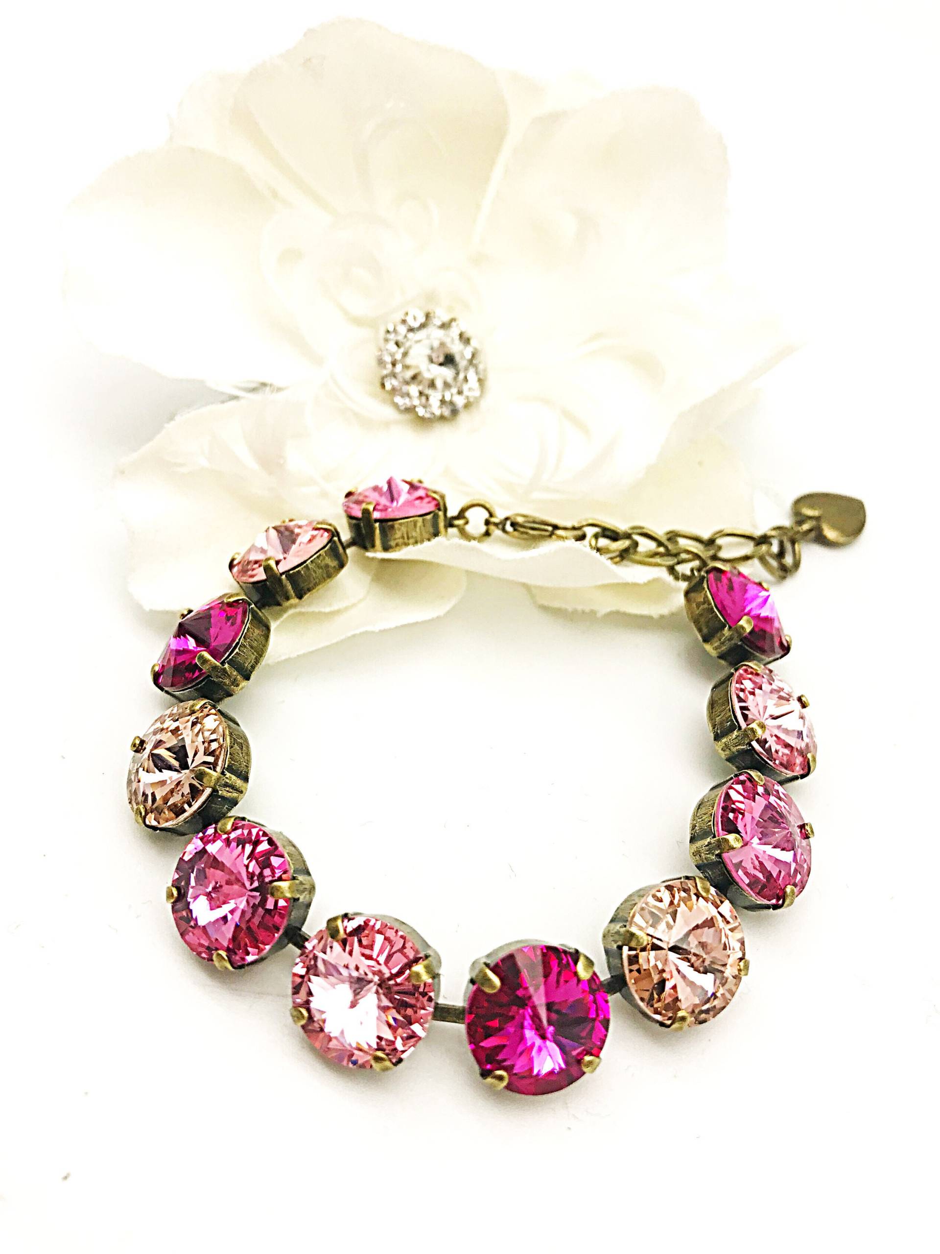 Vintage Rosa Antik Messing Braut Tennis Armband Schmuck von JSjewelryBoutique