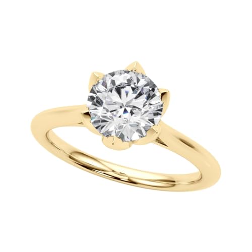 JTC LTD 0,30 Karat IGI-zertifizierter Solitär-Diamant-Verlobungsring im Rundschliff für Damen | 18 Karat Gelbgoldring | Größe 56 von JTC LTD