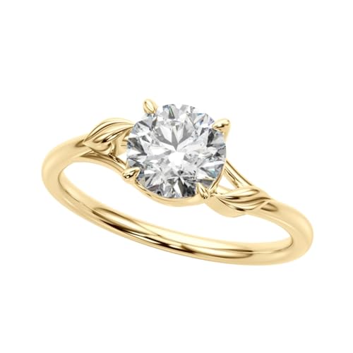 JTC LTD 0,30 Karat IGI-zertifizierter Verlobungsring aus im Labor gezüchtetem Diamant für Damen | Ring aus 9 Karat Gelbgold | Größe 54 von JTC LTD