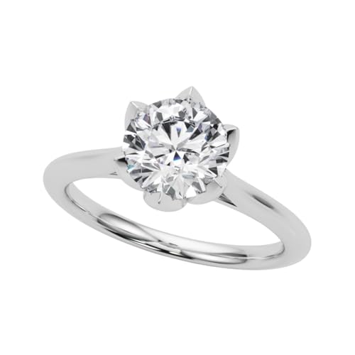 JTC LTD 0,75 Karat IGI-zertifizierter Solitär-Diamant-Verlobungsring im Rundschliff für Damen | 9 Karat Weißgoldring | Größe 49 von JTC LTD