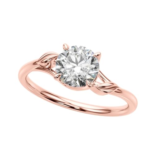 JTC LTD 0,75 Karat IGI-zertifizierter Verlobungsring aus im Labor gezüchtetem Diamant für Damen | Ring aus 9 Karat Roségold | Größe 53 von JTC LTD
