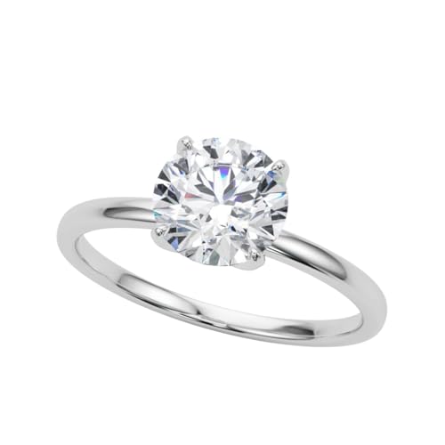 JTC LTD IGI Certified Solitär-Verlobungsring mit Labordiamant Klassisches 6-Krappenfassung Laborgewachsener Runder Brillantschliff Diamant Versteckter Verlobungsring | Platinum Ring | 0.75Kt Größe 52 von JTC LTD