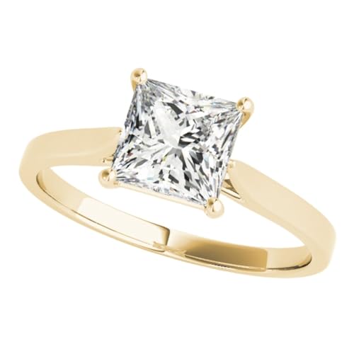 JTC LTD IGI Zertifizierter Verlobungsring mit Labordiamant | Princess-Cut 4-Krappenfassung | 18K Gelbgold Ring | 0.75Kt Größe 53 von JTC LTD
